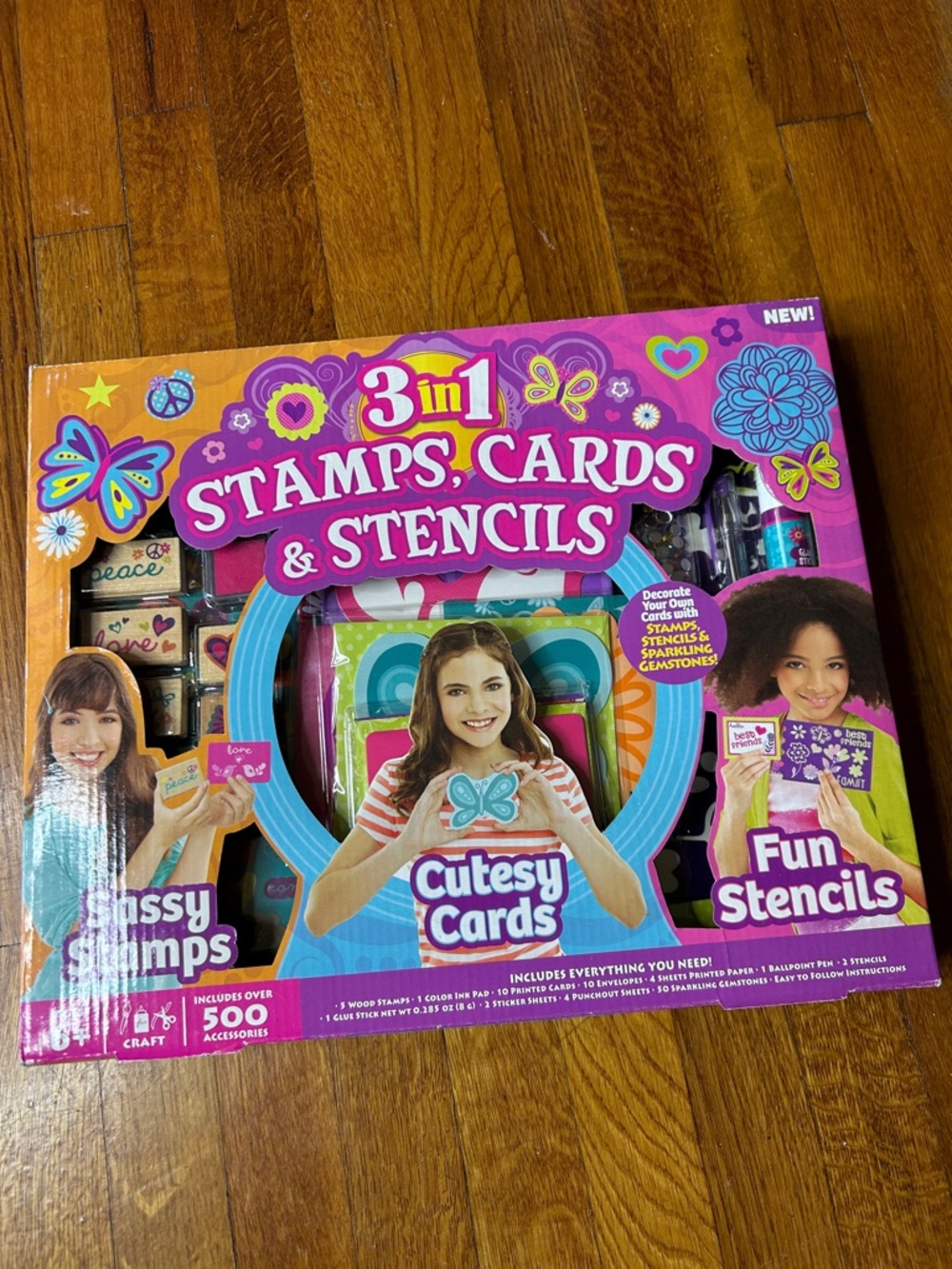 3-in-1 Stamps, Cards & Stencils Craft Kit - Pink & Purple